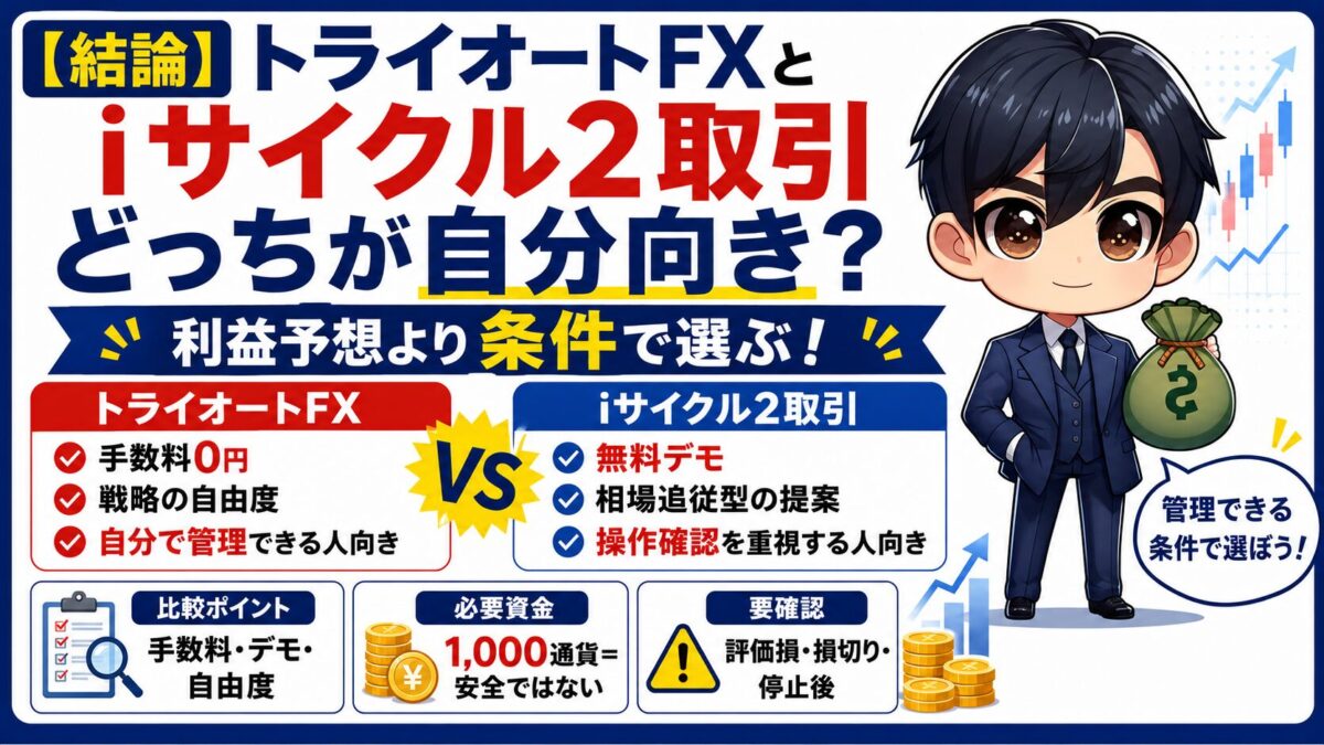 トライオートFXとiサイクル2取引はどっち